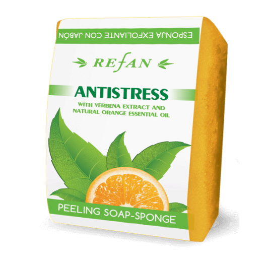 Exfoliating sponge with anti-stress soap